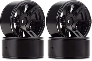 INJORA 4PCS 1,9 Roue Pneus Beadlock RC Jante en Métal pour 1:10 RC Crawler Traxxas TRX4 Axial SCX10 90046 D90 D110 TF2 (Noir)