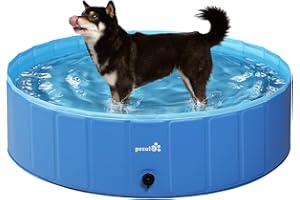 Pecute Hundepool Schwimmbad für Hunde und Katzen, Swimmingpool Hund Planschbecken Hundebadewanne, Faltbarer Pool für Kinder und Hund Katze, M Blau (120 * 30cm,330L)