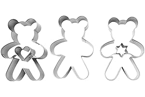 BekkiB 7797 – Set di 3 stampi per biscotti con orsacchiotto con parte interna in cuore e stella – Linzer Cookies