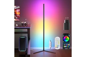 bedee RGB LED Lampadaire Dimmable pour Salon, Lampe d'angle 165cm avec Télécommande & Contrôle par Application, Lampadaire à Changement de Couleurs pour Chambre, Salle de Jeux & Décoration de Fête