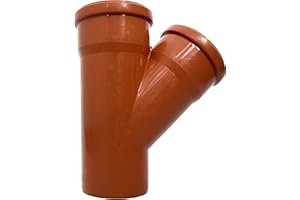 KACZMAREK KG T-Stück DN 110/45° PVC-U Verbinder | mit Dichtung | für externe Entwässerungssysteme | Gummidichtung | Abwasser Installation | Kanalrohrsystem Abwasserrohr | Kanalrohr