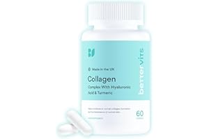 Bettervits Collagen Complex with Hyaluronic Acid and Vitamin C | Marine Collagen Supplements for Women and Men with Biotin | High-Strength Vitamin E for Skin, Hair, Nails, Joint Health - 60 Capsules