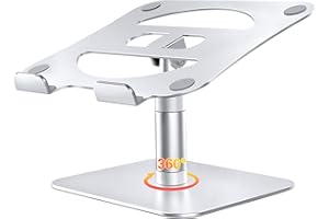 Lucrave Laptop Ständer, Teleskop 360 Drehung Höhe einstellbar Ergonomische Aluminium Computer Stand Halter für Schreibtisch, Kompatibel mit MacBook Air Pro, Dell, Samsung 11-19" Silber