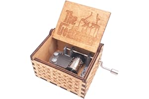 YOUTANG The GodFather Music box Hand Crank Musical Box Carved Wooden,Play the Theme Song of The GodFather,Brown