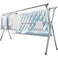 Vikaqi Clothes Drying Rack 79 Inches Folding Indoor Outdoor, Drying Rack Clothing Collapsible, Foldable Laundry Drying Rack, Heavy Duty Stainless Steel Clothesline, Garmet Rack, 20 Hooks 12 Clips