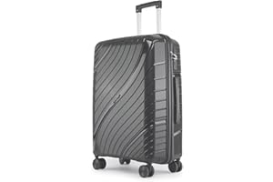 Fly Kite Luggage 24 Inch Medium Suitcase 100% Polypropylene Hard Shell with Aluminium Trolley Handle Real TSA 3 Digit Secure Lock 360° Smooth Wheels Lightweight Suitcase|Grey