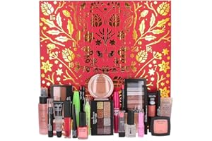BYS Maquillage - Calendrier de l’Avent Maquillage 2025 - Coffret Cadeau Beauté 24 Surprises taille réelle - Idée Cadeau Femme Noël - Valeur Réelle 100€ (Rouge)