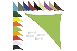 MENGH Sonnensegel Wasserdicht Dreieck, wetterbeständig, Premium Polyester, Viele Längen und Breiten Zur Auswahl inkl Befestigungsseile, 3x3x4.3m Grün
