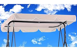 KRRRSJDJ Columpio de jardín 210 x 145 cm, impermeable, resistente al viento, duradero, resistente a los desgarros, paño de poliéster anti-UV y al polvo (210 x 145 cm, beige)