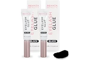 RB RENATA BEAUTY Renata Beauty Pegamento Negro para Pestañas, Paquete Doble, Fijación Intensa, Resistente al Agua, Adhesivo Premium, Hipoalergénico, Perfecto para Pestañas Oscuras y Looks Impactantes, 2x4ml