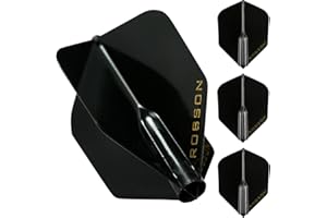 1 lot – Robson Plus – Ailettes moulées solides – Standard n° 6 – Noir – avec carte de paiement Darts Corner