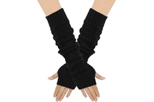 COUDUAN 1 Pairs Knitted Black Arm Warmer,Fashion Fingerless Long Gloves for Women Adult,Autumn Winter Warmers Accessories for Girls,Outdoor Riding Walking Accessories Mittens for Arm Sleeve Daily Life