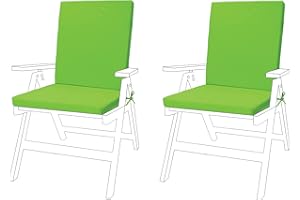 Gardenista Cuscino per sedia da giardino di alta qualità, con lacci sicuri e elastici sul retro, resistente all'acqua, adatto per interni ed esterni (2 pezzi, lime)