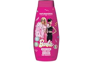 Naturaverde | Barbie Bagnoschiuma 250 ml, Formula Delicata con Estratto di Camomilla Biologica per l' Igiene Sicura dei Bambini