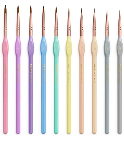 Set 5 Pennelli Sottili Per Pittura | Precisione Per Miniature E Ritocchi | Ideale Per Acrilico E Olio - Foto 12