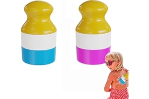 WANSHI Sonnencreme Applikator Kind,Sonnencreme Roller Auffüllbar,Tragbarer Applikator für Kinder, Erwachsene, Reisen (Blau+Rosa)