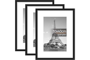 upsimples Cornice 30x40, Confezione da 3 Cornici portafoto Nere, Formato 40x30 cm, Con Supporto Orientamento Orizzontale o Verticale, Cornici per Ppuzzle, Parete, Poster, Diploma Universitario