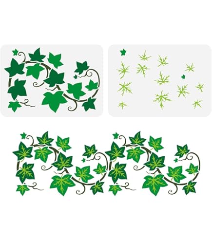 FINGERINSPIRE 4Pcs Pochoir De Vigne De Lierre 30X30cm Avec Brosse