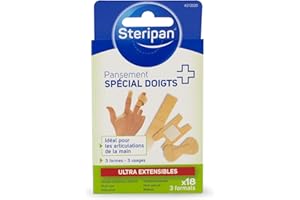 Steripan - Pansement Spécial Doigts - Idéal Pour Les Articulations De La Main - Ultra Extensibles - 3 Formats - x18