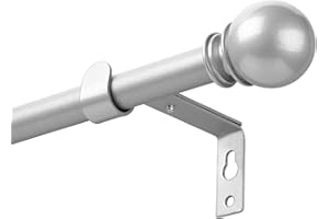 POSKENA Bastone Tende Argento 67-187cm con Diametro 16 mm, Asta per Tende con Terminali Decorativi e Staffe per Camera da Letto e Soggiorno