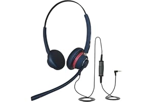 EARTEC OFFICE Headset für Alcatel Lucent IP 4028 EE 4029 4038 EE 4039 & 4068 EE Voip Telefone gratis 3.5 ml Klinkenkabel Doppelohrstecker QD007 QD012 EAR510D