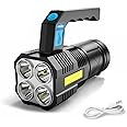 GUODSKHOO LED Flashlight Torch Rechargeable COB Spotlight Lantern Work Light Handheld Searchlight Waterproof and 4 Modes Portable Emergency Torches Lamp for Hiking Fishing Camping