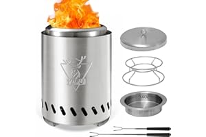 GENERIC Table Top Fire Pit Portable: Smokeless Fire Pit for Indoor/Outdoor Use Versatile Firepit for Camping, Garden - Tabletop Firepit Stainless Steel with Stand & Travel Bag, Supports Pellets and Wood