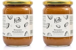 ‎KORO KoRo - Mandelmus Braun 2 x 500 g - ohne Zuckerzusatz* und Salz - 100% ungeschälte & geröstete Mandeln - Nuss Creme ohne Zusätze