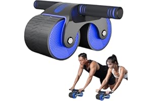 LYPPUL Roue abdominale à rebond automatique - Avec tapis de genouillères - Pour abdominaux et la force nucléaire