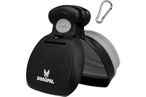DOGOPAL Hundekotgreifer mit Beutel für Unterwegs - Tragbare Hundekotschaufel mit Erweiterbarem Fach für Hundekotbeutel - Hundekotzange Pooper Scooper - Kotschaufel Hunde Katze (GRAU, M)
