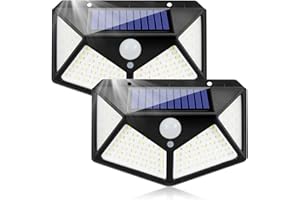 EAGEEN Lampe Solaire Exterieur Detecteur de Mouvement Lumiere Projecteur Led Éclairage Mural d'extérieur Spot Solaire IP65 Etanche 3 Modes Luminaire pour Jardin Garage Carport Terrasse Maison (Lot de 2)