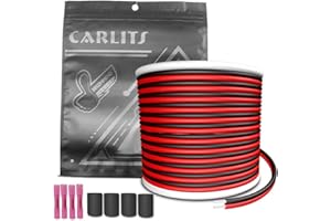 CARLITS 30m 20AWG Cable de Extensión Cable de Alambre Cobre Estañado Calibre 2x0.5mm² 20 Cable de Conexión de 2 Cables Eléctrico 12V / 24V DC para Tiras de LED Color Unico 3528 5050 2835