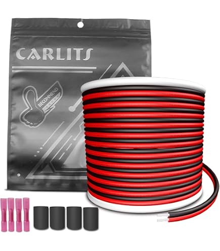 50FT 18AWG Extension Cable Wire – 15m Stranded Tinned Copper, 2 Conductor Red/Black, 12V/24V DC Hookup Wire For LED Strips, 3528/5050/2835 Ribbon Tape Lighting