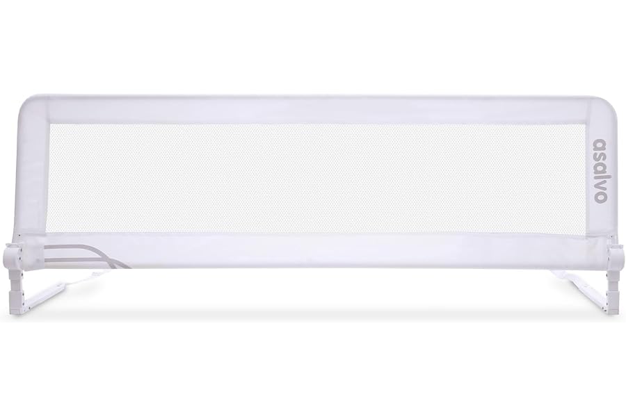 Asalvo Barrera de Cama 2 en 1 de 150 cm para Niño - Abatible con Correas Ajustables + Apta para Cama Nido + Instalación Fácil