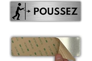 LEIASA | Panneau Adhésif Pousser Porte - 5x18 cm - Épaisseur 0,8 mm - Aluminium - Panneau Poussez pour Ouvrir - Signal Pousser Porte - Autocollant 3M Pousser