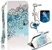 Produktbild für Huawei P8 Lite Dual SIM Schuztcover aus Kunstleder und Textil Sunroyal Klapp Wallet Stand BRIEFTASCHE SCHUTZHÜLLE Leder PU Buch Stil Dünn TPU Back Rückseite Zurück für Huawei P8 Lite Dual SIM Schuztcover aus Kunstleder und Textil Auto Aufwachen Schlaf Bumper mit Strap/Hängende Halter Falten, Kartenfächer + 1x Diamant Kristall Bling Strass Rhinestone Diamant Anti Staub Schutz Stecker Stöpsel + 1x HD Displayschutzfolie, Colorful Blume Design