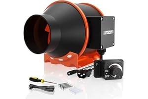 FanGoFast Rohrventilator 100mm Regelbar 360m³/h Rauchabzug Inline Abluftventilator Ideal Rohrlüfter mit IEC-Steckdose für Belüftung und Abluftgebläs-230V mit EU-Stecker und 1,5m Netzkabel