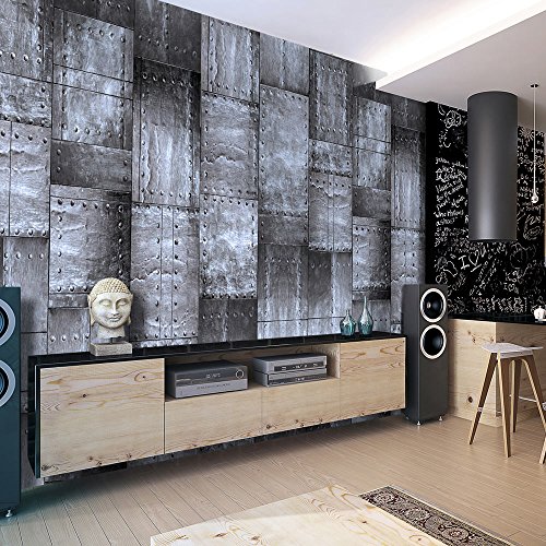 PURO TAPETE | 3 Motive zur Auswahl | Realistische Tapete ohne Rapport und Versatz | Kein sich wiederholendes Muster | 10m VLIES Tapetenrolle | Metal Blech f-A-0271-j-d