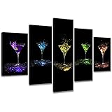 Visario Bild & Kunstdruck der Deutschen Marke 200 x 100 cm 6303 Bilder auf Leinwand Kunstdrucke Cocktail Gläser Wandbild