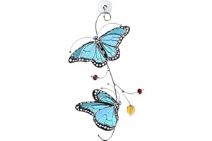 YIWOYI Stained Glass Window Hangings Panel,Butterfly Stained Glass Ornament Window Hangings for Window Hanging Ornament Home Decoration (Blue)