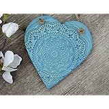 Keramik Herz in Meeresblau zur Dekoration