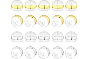 WY LIGHTING LEVEL 20 Pcs Silicone Earring Backs, Soft Clear Ear Back Hypoallergenic Safety Back Pads, Ear Care Products for Torn Stretched Ear Stoppers Replacement Kits for Fish Hook Earring Studs Hoops