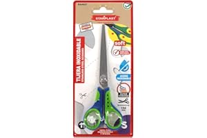 Starplast, Forbici da ufficio blu/verde multiuso da 15,4 cm, in acciaio inox, manico antiscivolo, ideale per artigianato e ufficio