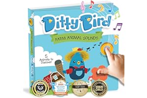 Ditty Bird Livre Animaux de la Ferme interactif avec Sons réalistes pour Tout-Petits de 1 à 3 Ans. Livre sensoriel et Musical, Parfait pour Les Amoureux des Animaux de Ferme. Jouet Robuste pour bébés