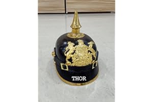 THOR INSTRUMENTS Wurttemberg Pickelhaube/Stachelhelm für Offizier Deutscher Pickelhaube Helm | Leder Pickelhaube Kaiserpreußischer Helm | Messing Deutscher Offiziershelm | Schwarz