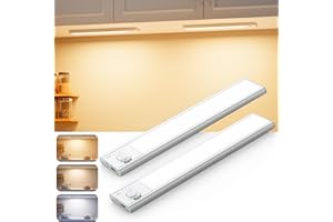 BKXCHA Luce Armadio led con Sensore di Movimento, Dimmerabile Lampada Led Sottopensile Cucina Senza Fili, 3 Colori Barra Led Ricaricabile USB per Cucina, Scale, Corridoio, Garage (22cm, 2 Pezzo)