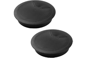 COACOM 2 dischi da tavolo neri da 80 mm, scatola di gestione dei cavi, passacavo in plastica, fori per cavi per la scrivania del computer, adatti per organizzare i fili