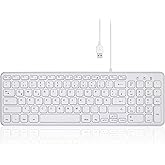 Perixx PERIBOARD-213W DE Kabelgebundene Kompakte USB Tastatur mit leisen Scherenstrukturtasten für Computer, Ziffernblock, La