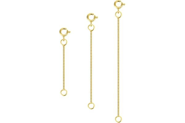 3st 14K guld Halsbandsförlängare 925 Sterling Silver Kedjeförlängare Armbandslåsförlängare för smyckestillverkning Kedjor 0,8 mm 2 3 4 tum
