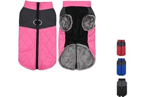 YEALAY Fleece Lining Warm Dog Coats Padded Vest with D Ring Waterproof Reflective Puppy Jacket for Small Medium Large Dog Winter Coat Clothes Zip Up Apparel for Cold Weather (L, Pink)